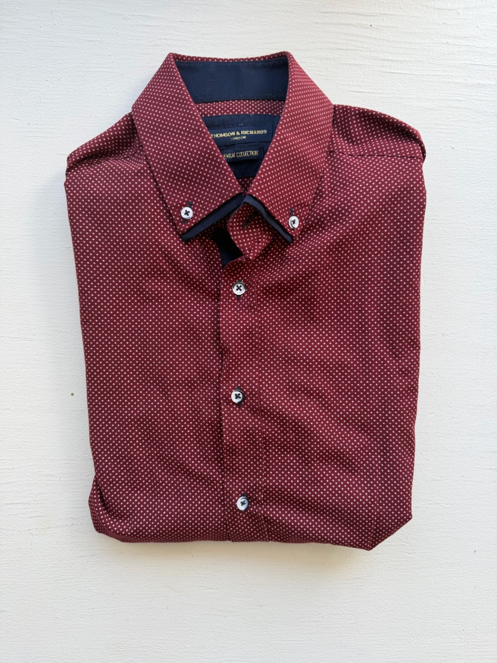 Thompson & Richards London Burgundy Micro Print Shirt Size S 3 for $30